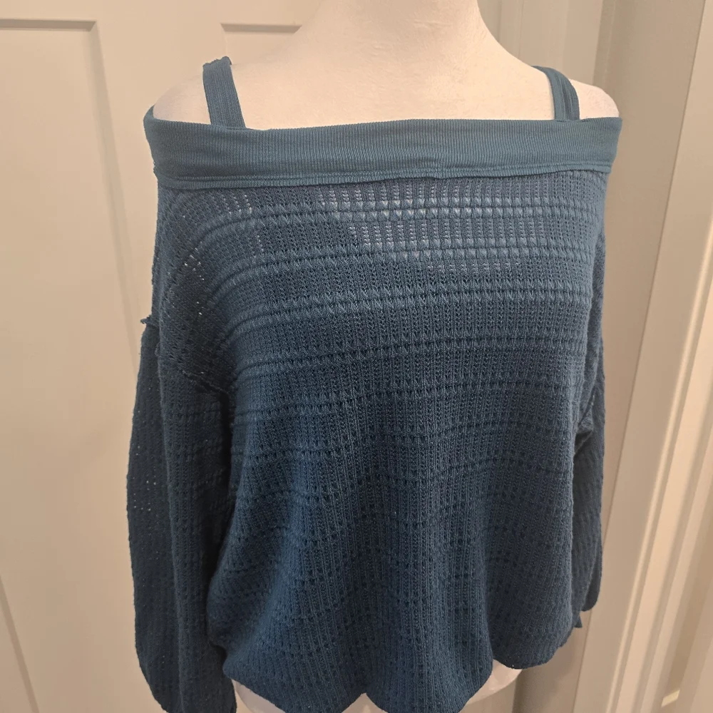 Free People‎ Woven Knit Off Shoulder Top Size XS